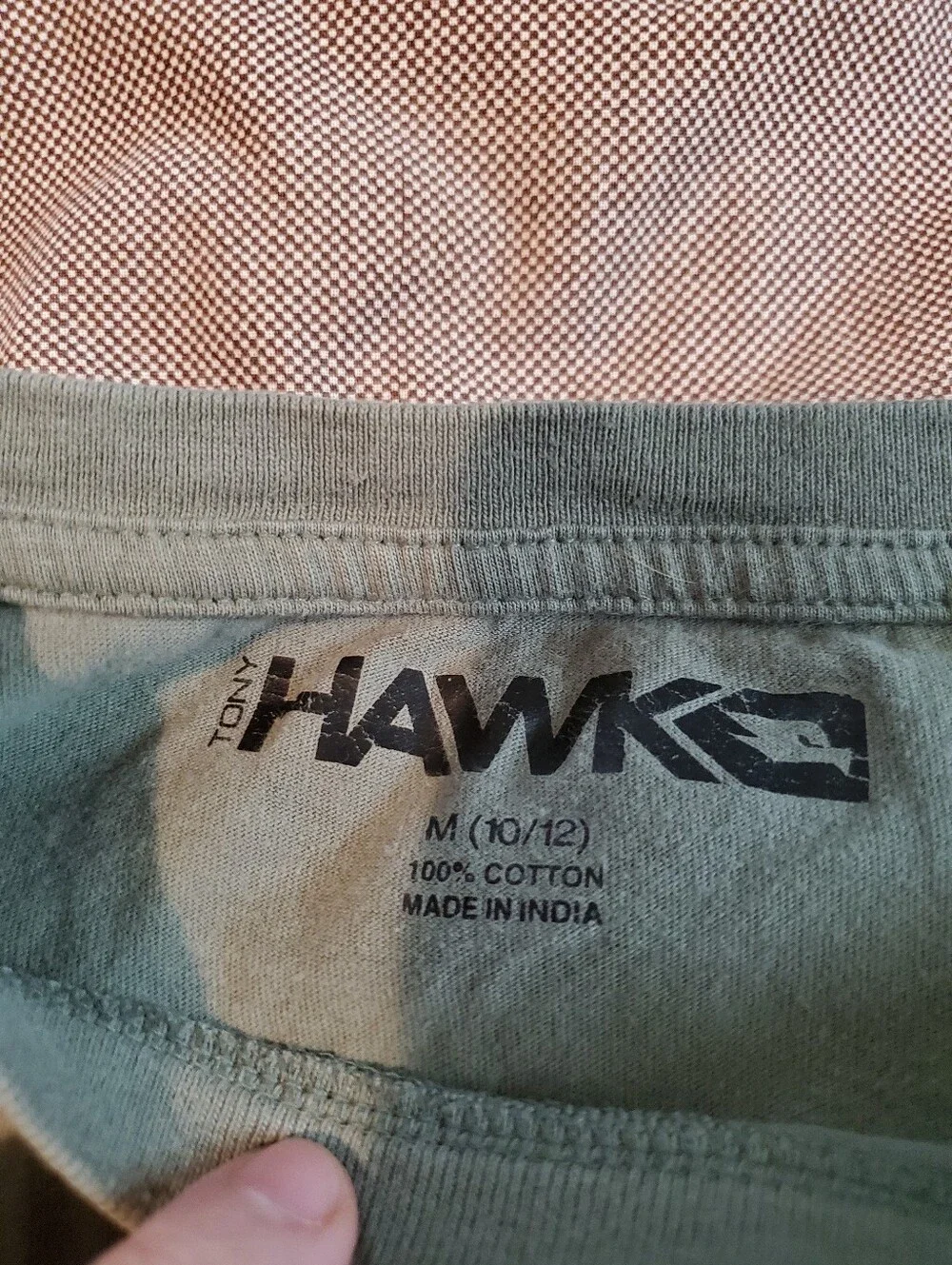 Tony Hawk Boys Olive Green Skateboard Checkerboard Graphic T-Shirt Size M 10/12